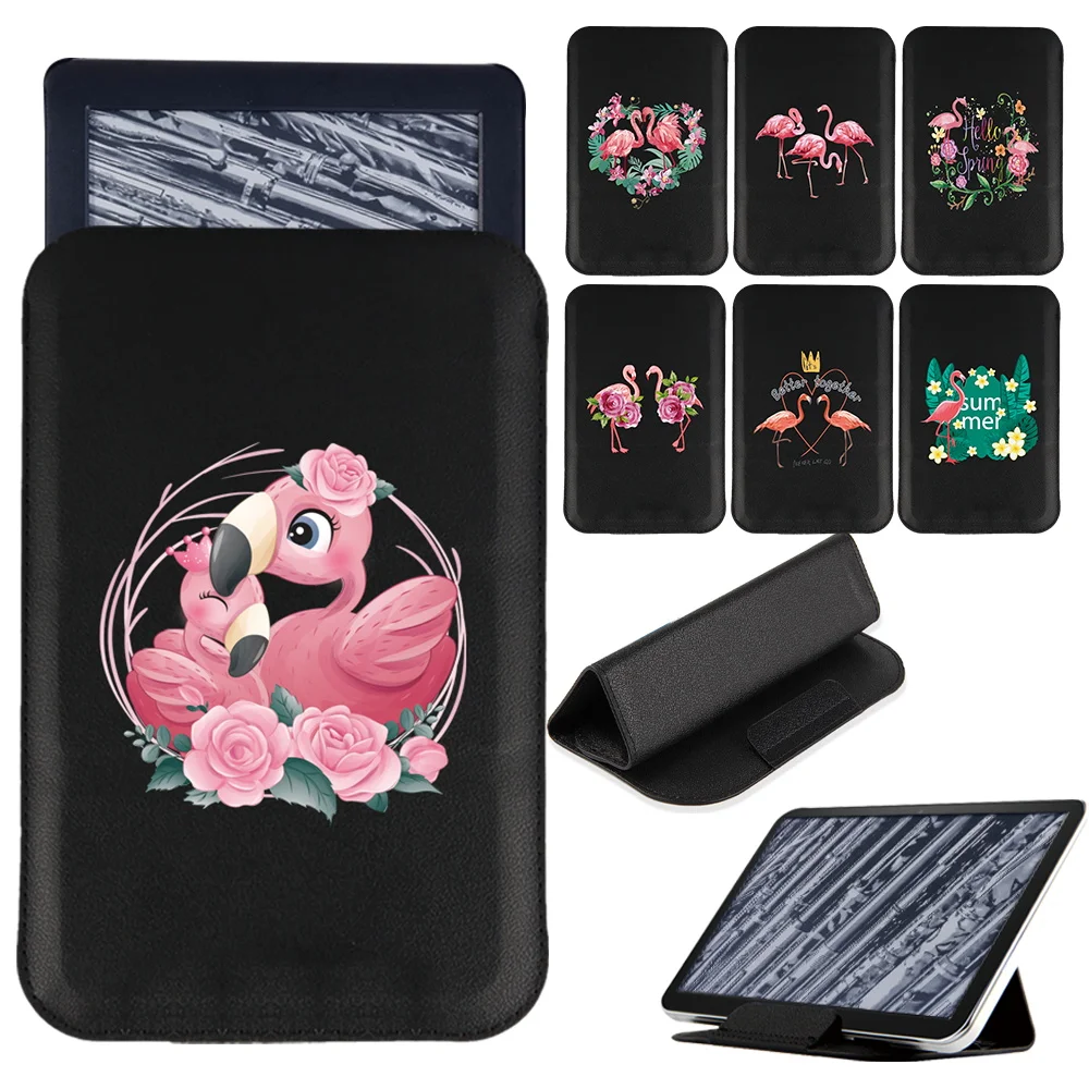 Borsa Porta Tablet In Pelle Per Kindle Paperwhite 5/Paperwhite 4/Paperwhite 1 2 3/Kindle 10Th/Kindle 8Th Flamingo Print Magnet Pack