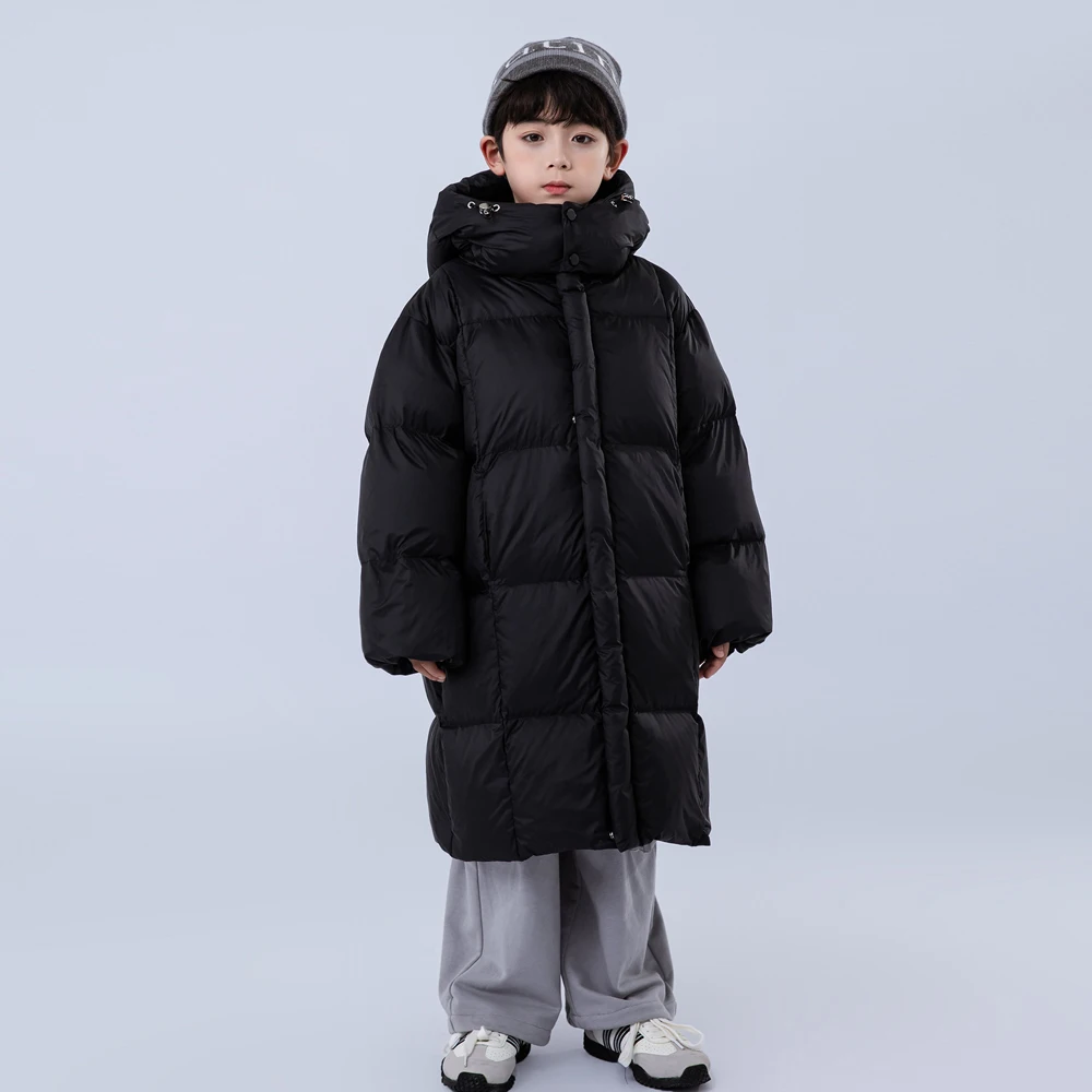 -30℃ Children's Winter Down Long Hooded Jacket Boys And Girls Over-the-knee White Duck Down Coats