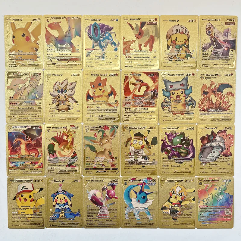 Boxed Pokemon Gold Foil Card Gold Vmax V Energy Card Charizard Pikachu Rare Series Battle Coach