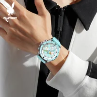 PLAYBOY 3081 Montres pour hommes Marque de luxe Montres à quartz originales pour homme Chronographe Lumineux Étanche Tendance Classique Reloj 4