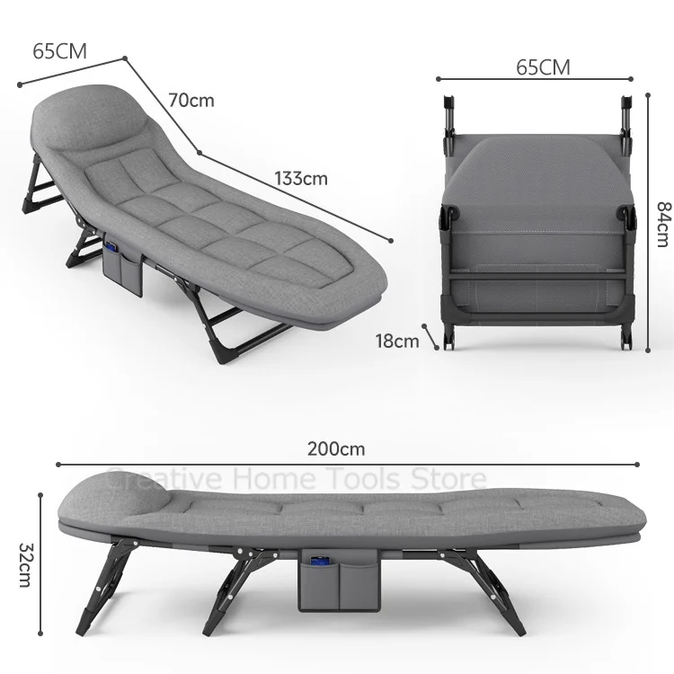 Description Picture 2 of itemPortable Folding Bed Ultralight Foldable Cot Camping Bed Outdoor Beach Backrest Recliner Chair Office Sofa Single bed Furniture