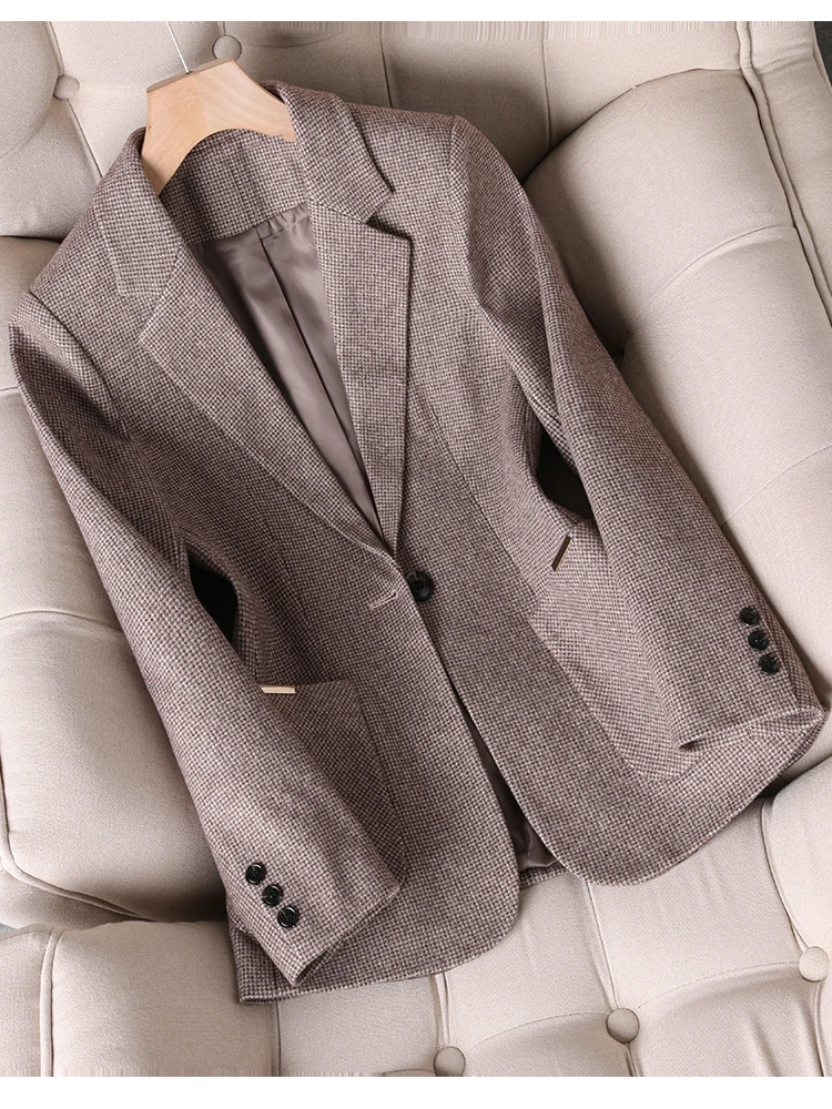 

Women's Blazer Coat 2023 New Vintage Long Sleeve Single Button Fashion Office Women's Split Blazer Loose Casual Clothing EF9980