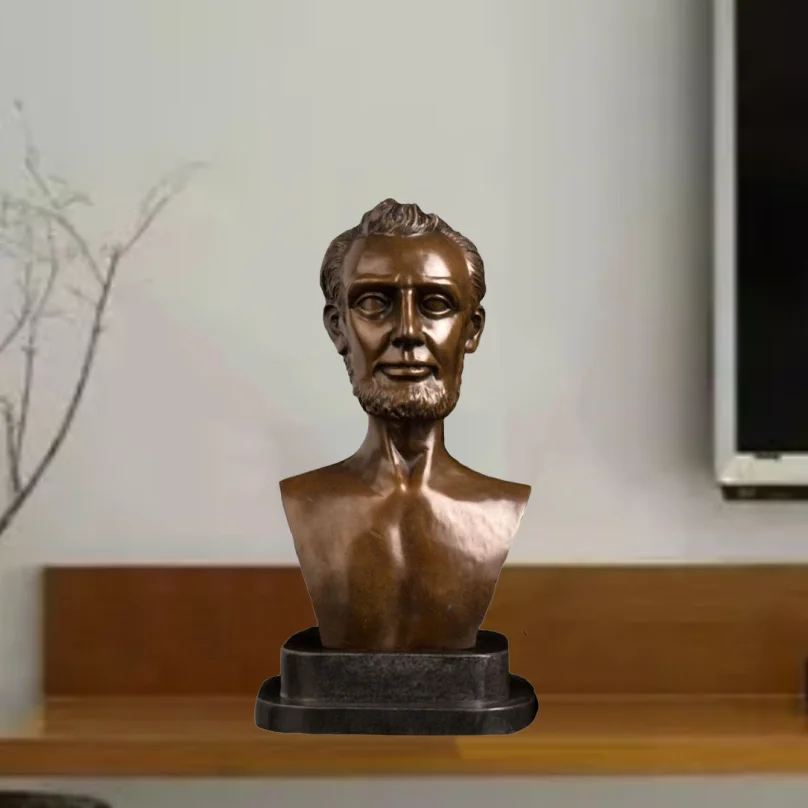 

QW-664 Famous Lin coln President Sculpture Bronze Man Bust Bronze Statue Figurine Souvenirs Collectibles Decoration