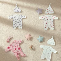 Barboteuse pour bébé, 4 Styles, tenues les plus mignonnes pour poupées nouveau-nés de taille 8 à 9 pouces, doux au toucher, vêtements faits à la main de haute qualité avec chapeau 5
