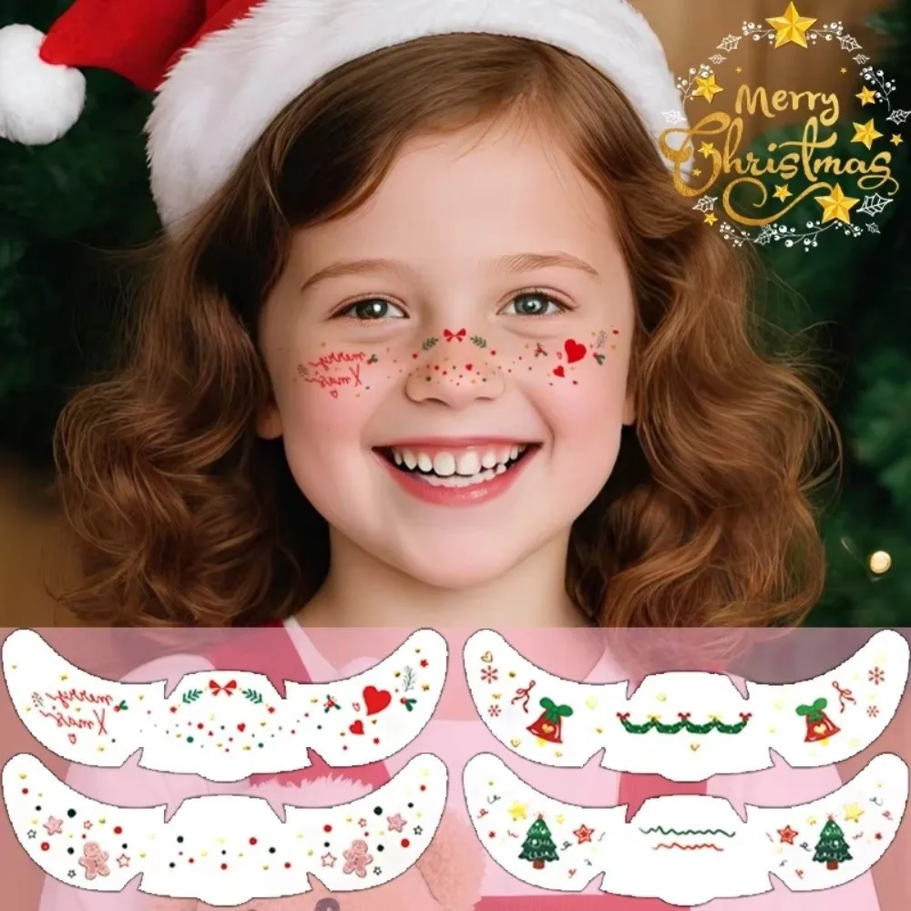 Colorful Christmas Face Tattoo Stickers Waterproof DIY Temporary Tattoos Freckles Hot Stamping Party Makeup Tattoo Decal