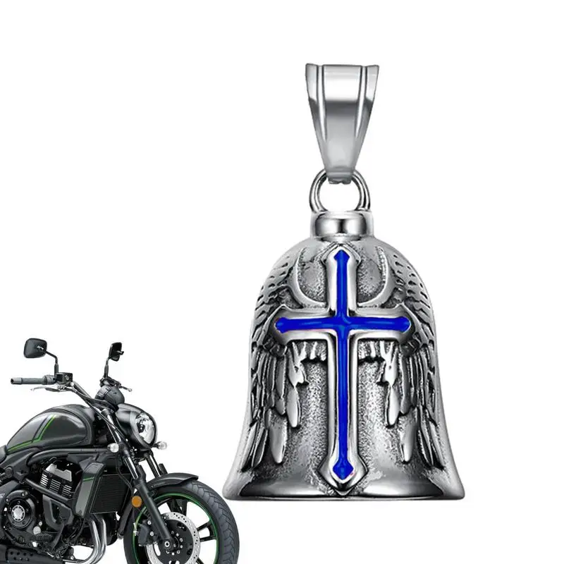 

Retro Punk Style Guardian Bell Motorcycle Bells Men's Cross Lucky Bell Angel Wing Knight Bell Metal Pendant Motorcycle Accessory