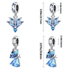 925 Sterling Silver Blue Series Dragonfly Butterfly Bird Pansy Flower Pendant Charm Fit 4MM hole diameter Bracelet Jewelry Gift 5