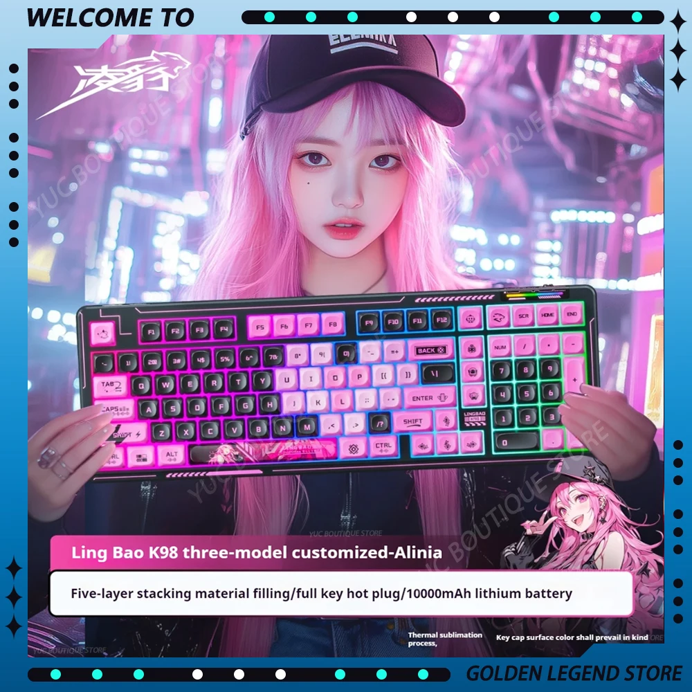 Teclado Mecânico AULA x Lingbao K98 Dark Brave 100%