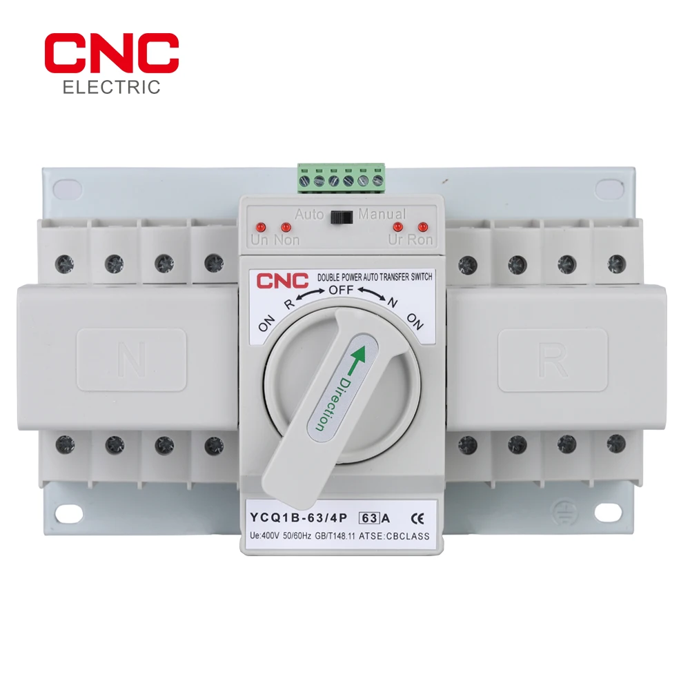 Interruptor de Transferência Automático Poder Duplo Interruptor Automático ou Manual de Mcb Cnc Ycq1b63 4p 63a C.a. 230v 50hz 60hz