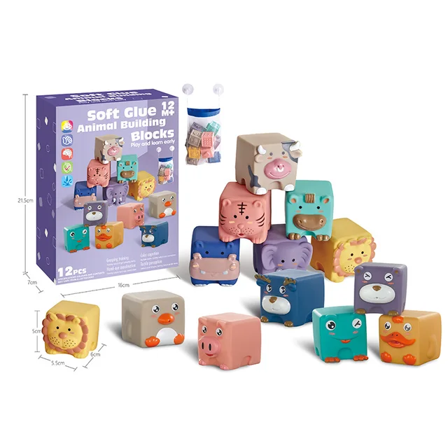 Baby Animal Digital Audible Soft Silicone Building Blocks Early Childhood Education Exercise Ability Rubber PVC Production 4