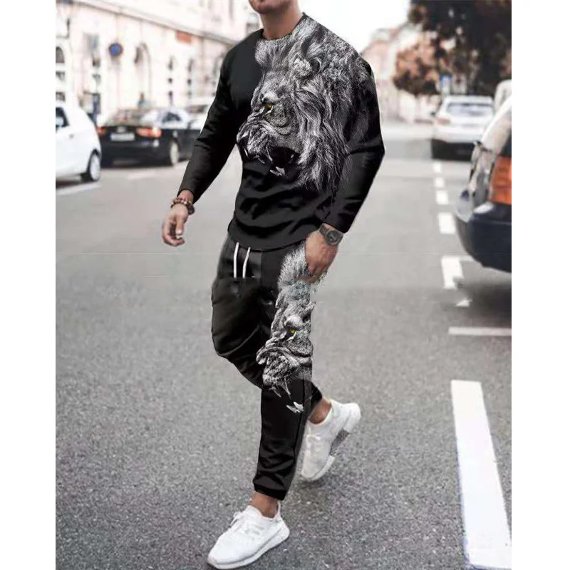 Spring Autumn Simple Tracksuit Men Long Sleeve+Long Pants Outfit Set For Husband Fashion Casual Breathable Sportswear Oversize