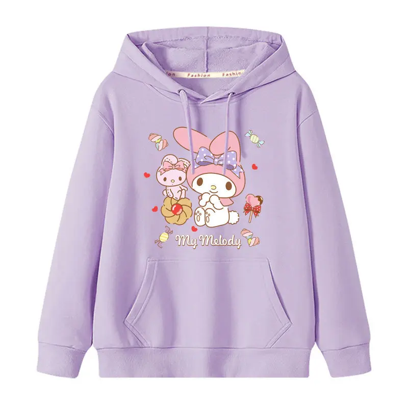 Sanrio My Melody Kuromi Kawaii Parent-child Outfit Hooded Sweater Plus ...