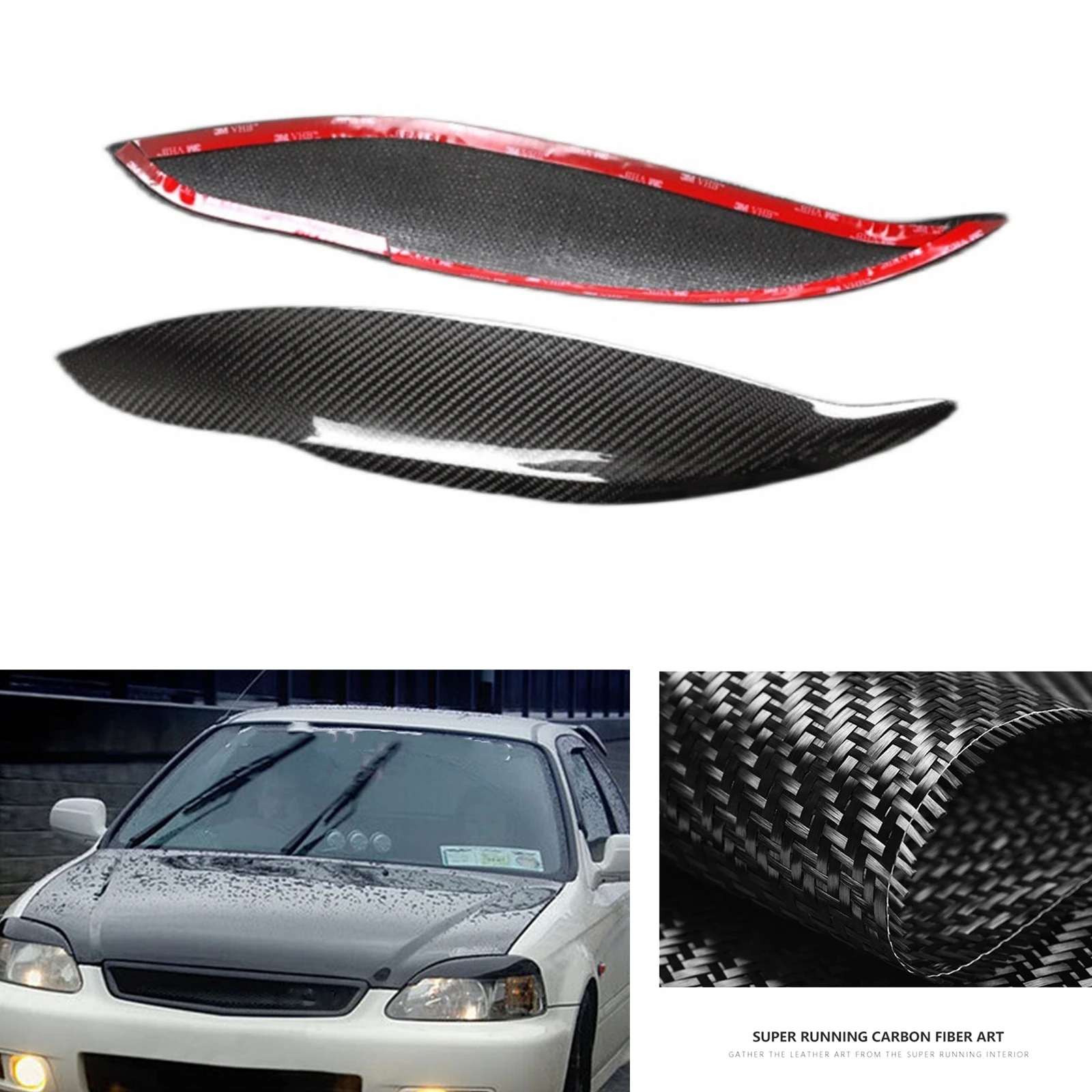 

2 Pieces Front Head Light Cover Trim Headlight Lamp Sticker Eyelid Headlamp Eyebrow Brow For Honda Civic 1996 1997 1998