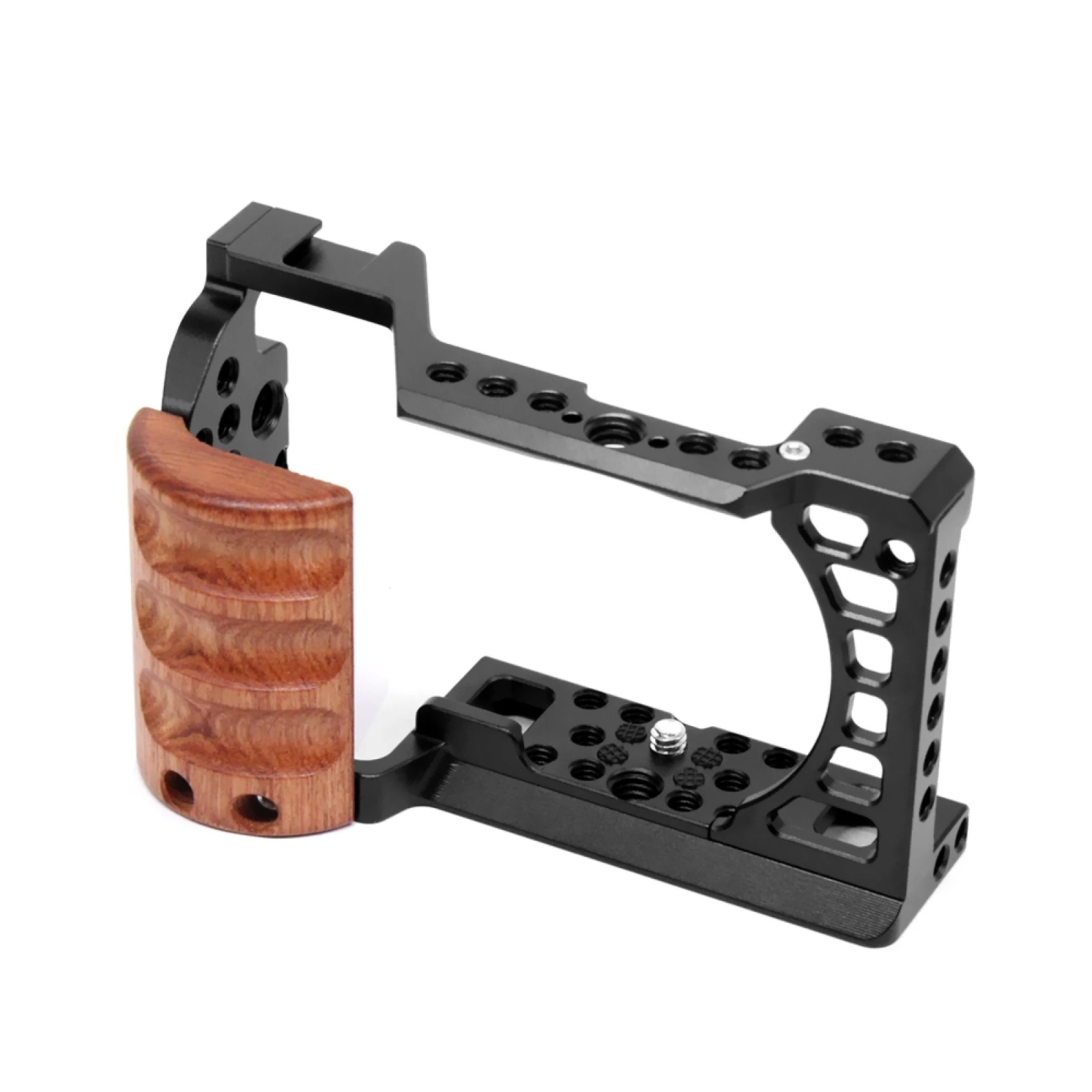 For Sony A6400 / A6300 / A6100 A6000 Wood Handle Metal Camera Cage Stabilizer Rig