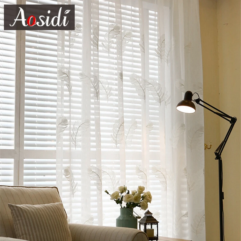 Japanese Embroidered Hall White Tulle Curtains for Living Room Windows Sheer Curtains for Bedroom Linen Voile Home Decor Drapes - Image 4