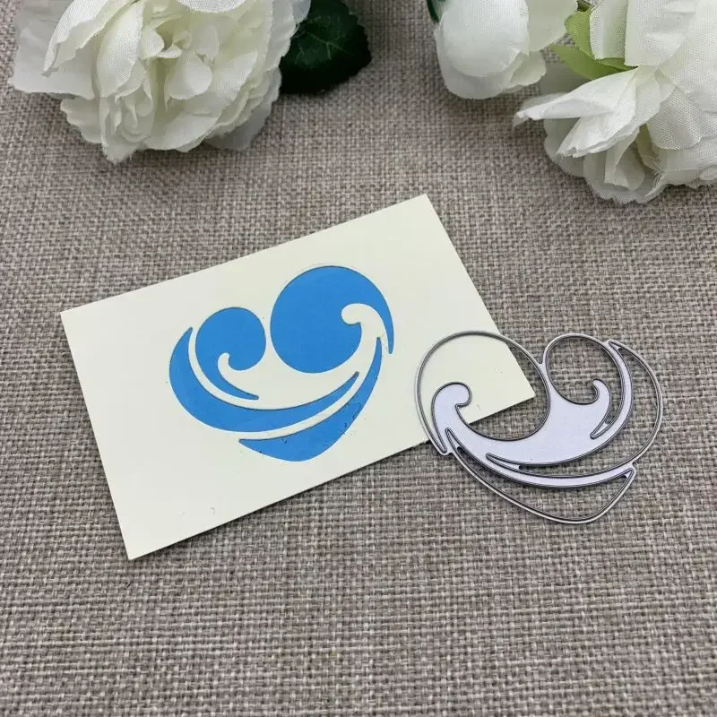 Herzförmiger Wellenrahmen, Metall-Stanzformen für DIY-Scrapbooking, dekorative Prägung, Handarbeit, Stanzform, Schablone