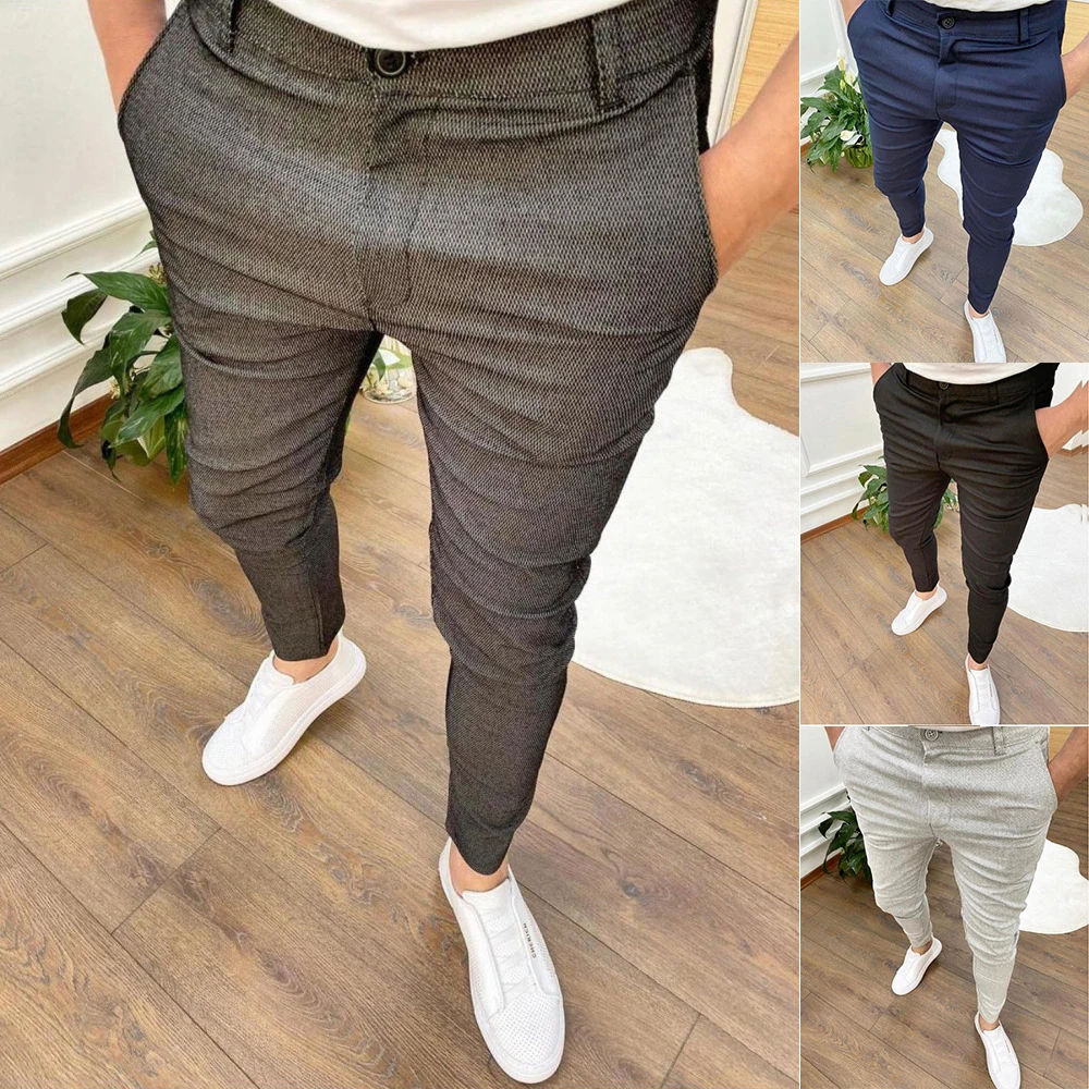 

High Elastic Cotton Textured Tapered Slim Trousers Stop Looking At My Dick Sweatpants Street Wear Pants For Male