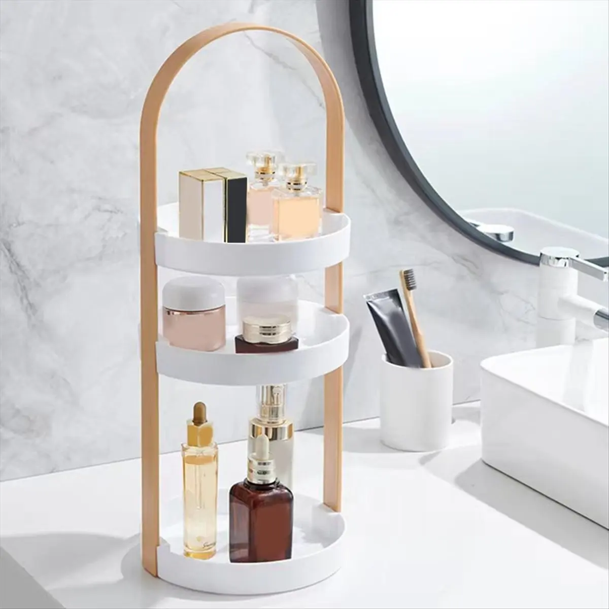 [CLOS] Organizzatore cosmetico, Organizzatore trucco, Scatola portaoggetti, Deposito trucco con maniglia, Deposito trucco per cosmetici, D