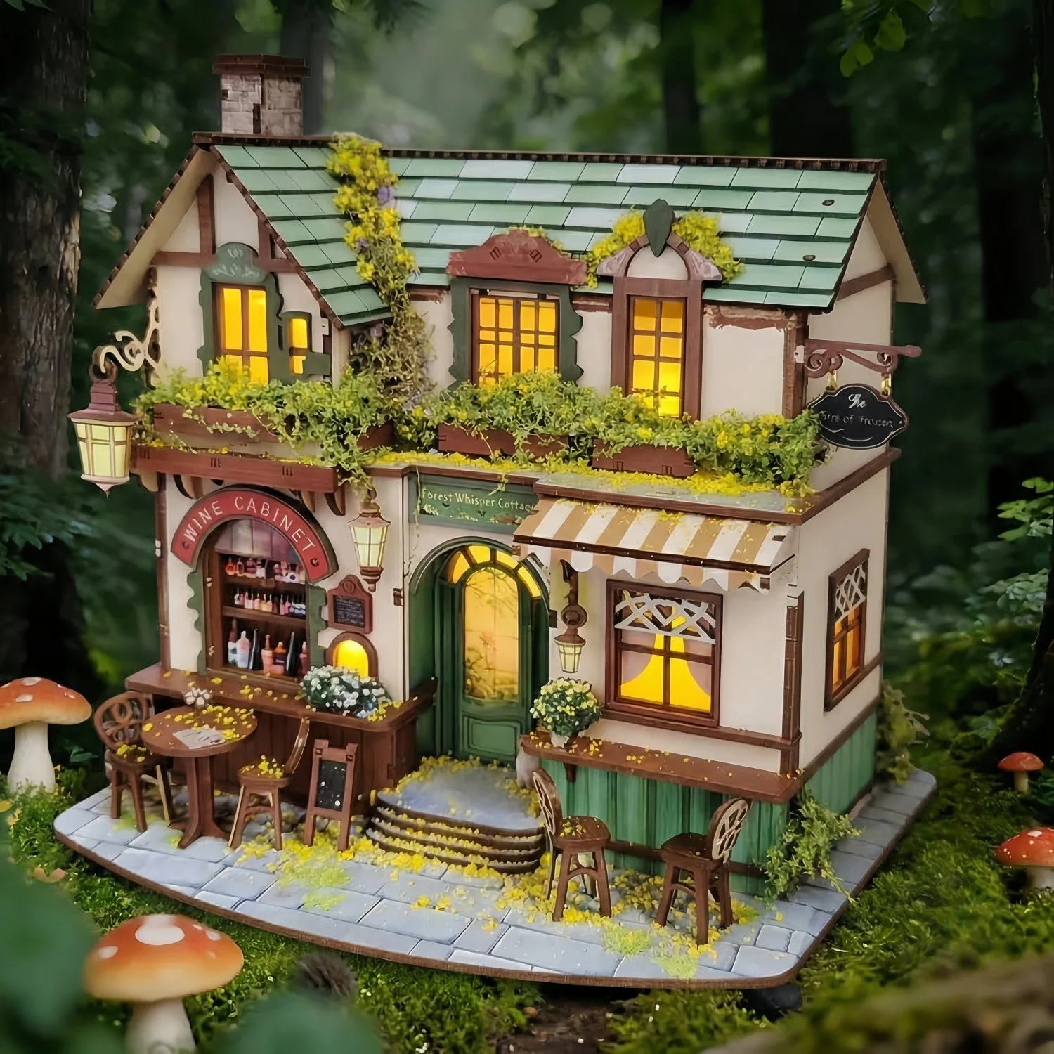 DIY 나무 숲속 오두막집 피규어 미니어처 북엔드 조립식 집 친구 생일 선물 집 꾸미기