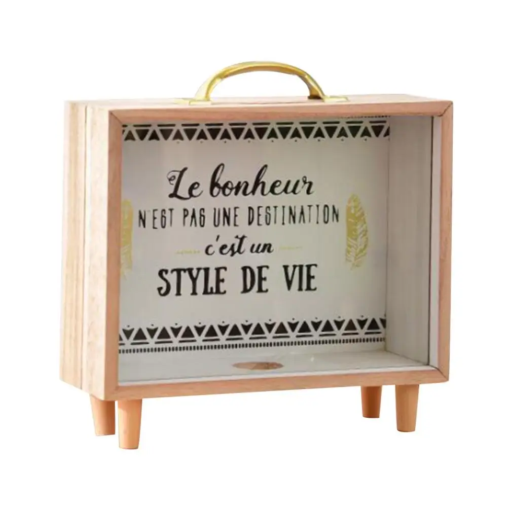 Novelty Wooden Money Box, Transparent Piggy Bank, Can Save Money, Coin, Cash Change, Home Desktop Decoration, Kids Gift 5