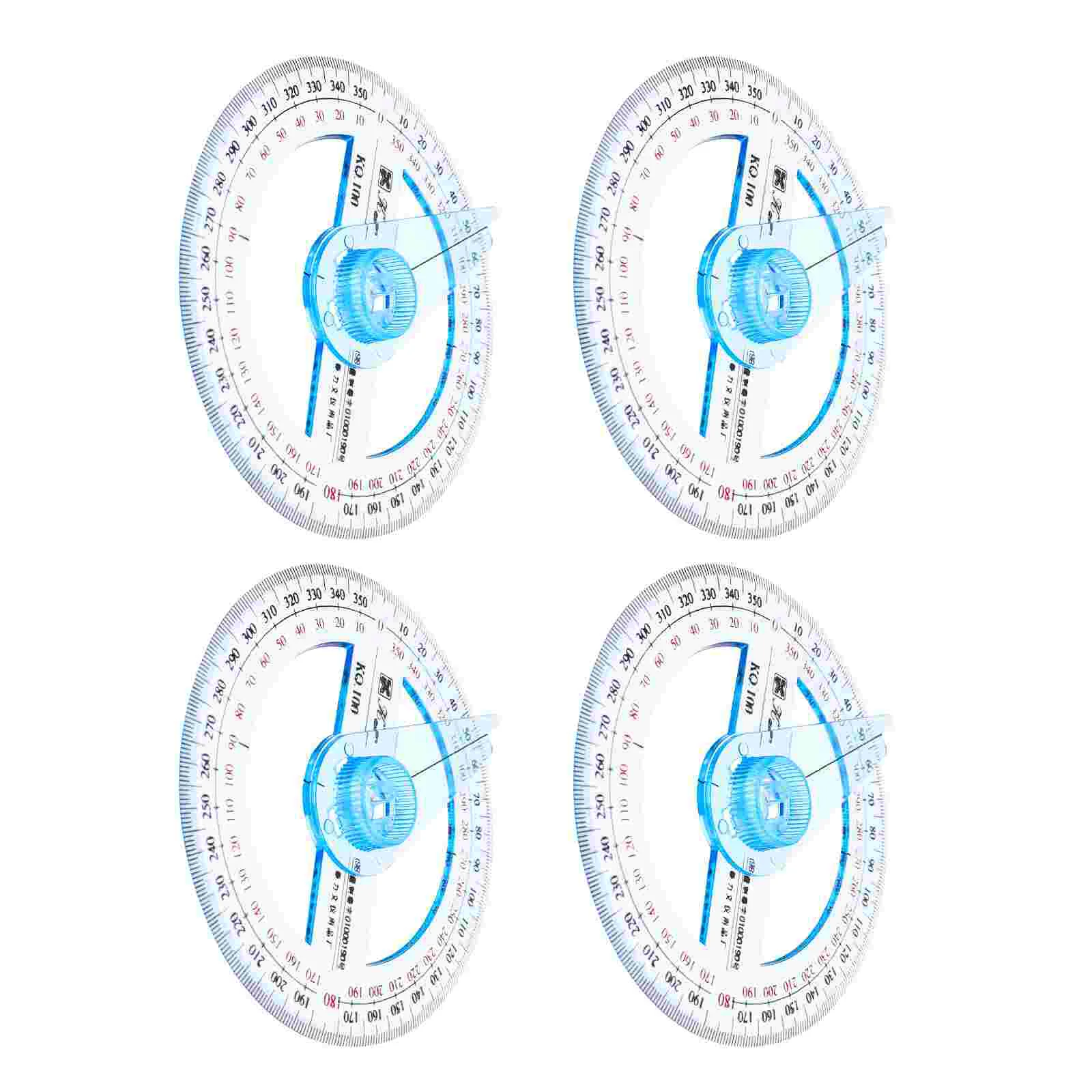 4Pcs Professional Plastic Circle Protractor Math Geometry Measuring Circle Ruler for Students 360 degrees protractor with swing arm full circle pointer angle ruler math geometry drafting tools for students design uy8