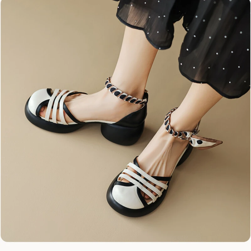 

High Appearance Level Thick Bottom Bao Head Collocation Color Fashion All Comfortable Non-slip Wear-resistant Women's Sandals