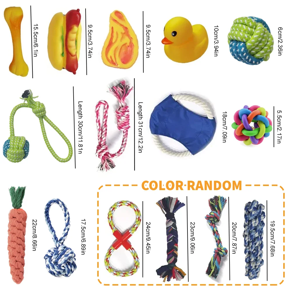 15pcs Dog Plush Toy, Dog Plush Toy Set, Tough Strong Knot Ball, Pet Puppy Teething Toy set, Interactive Training Play: 3 - 5 Days Free Delivery Only UK
