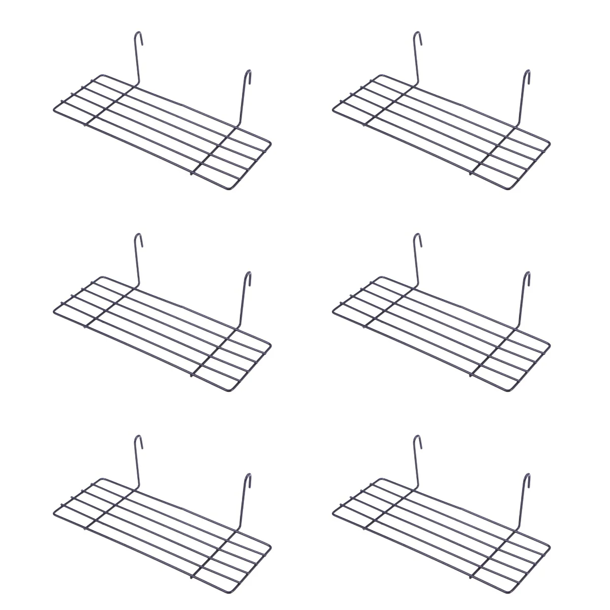 

6pcs Black Wire Storage Basket Rack Straight Shelf for Grid Panel Display 25x10cm