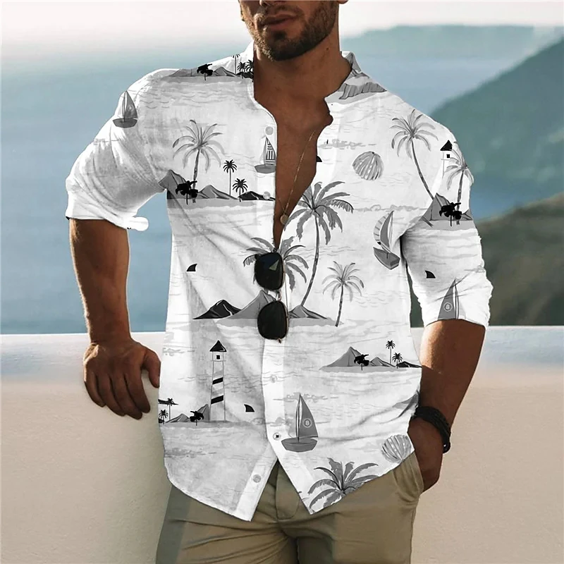  T Shirts for Men V Neck Slim Men's Coconut Printed Patchwork  Bowling Shirts Short Sleeve Button Down Collared Tee Shirts Summer Outdoor  Leisure Tops Short Sleeve Dress Shirts for Men White 