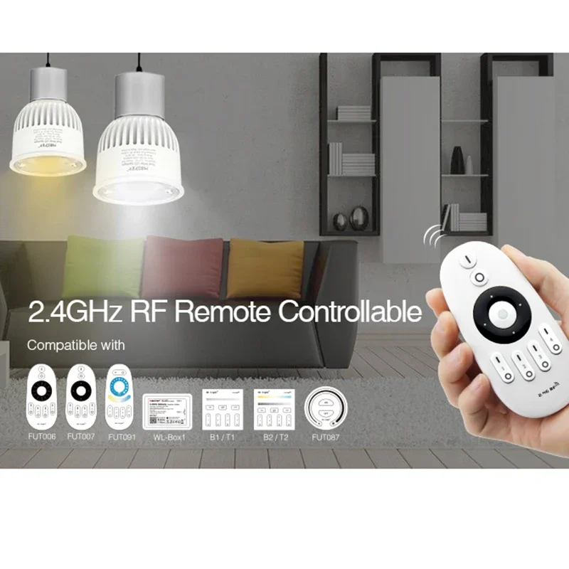 Miboxer 스마트 LED 스포트라이트, RGB + CCT/듀얼 화이트 전구 램프, 천장 조명, 2.4G 원격 앱 제어, 4W, 6W, GU10, FUT103, FUT106, FUT107