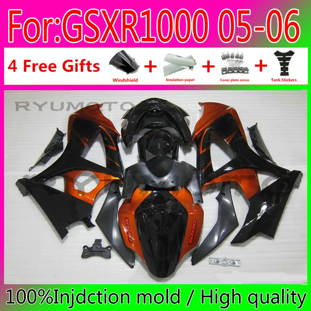 

Обтекатели для кузова мотоцикла из АБС-пластика для Suzuki GSXR1000 2005 2006 K5 GSXR 1000 05 оранжевые и черные