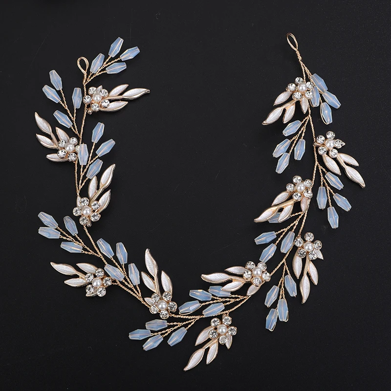 Bridal Hair Accessories Crystal Leaf Wedding Headbands Handmade Bridal Headpieces for Bride Bridesmaids Flower Girl Wedding Hair Accessories for Women