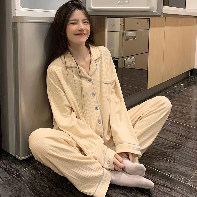 Winter Plaid Print Women's Pajamas Set Soft Casaul Cardigan Suit Ladies Long Sleeve Trousers Sleepwear Home Clothing Pijamas