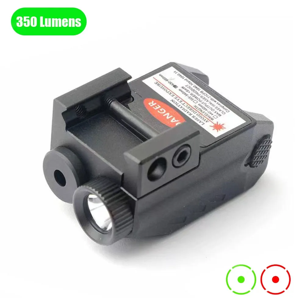 

Tactical LED Weapon Gun Light Red Laser Sight Combo 350 Lumen USB Rechargeable Pistol Light Compact Rail Mount Weapon Light