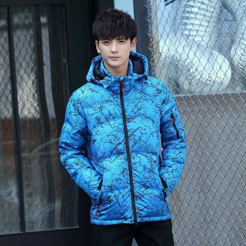 

Fashion Brand 2023 Winter Thick White Duck Down Men's Casual Down Jacket Coat Fashion Camouflage Hooded Down Jacket White Black