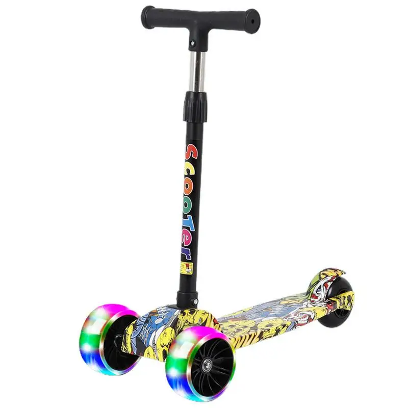 Children's Kick Scooter 3 Wheels Folding Foot Scooters LED Shine Balance Bike Adjustable Height Skateboard Kick Scooter For Kids
