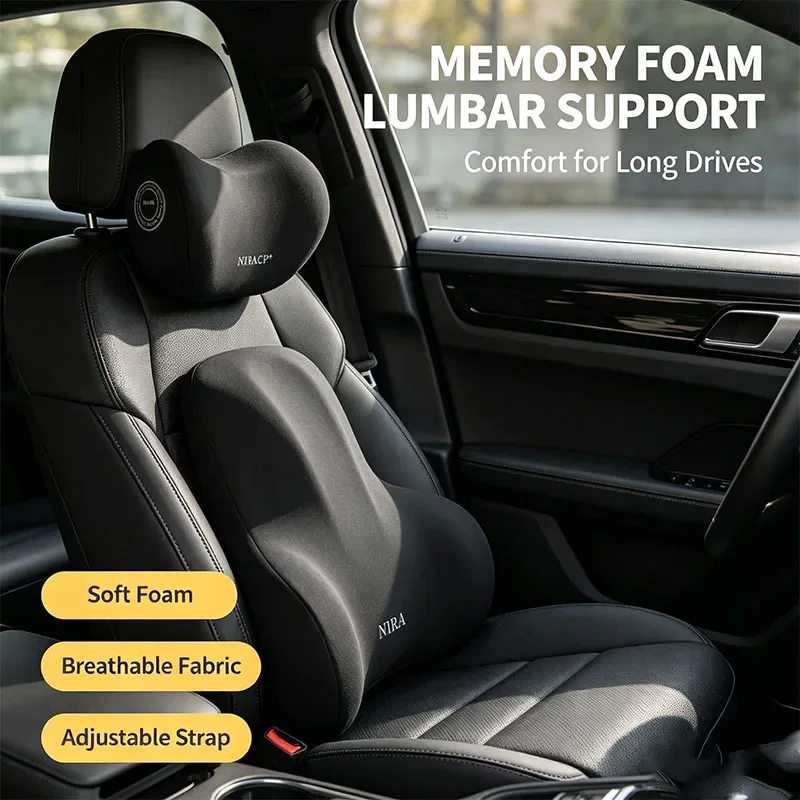 Enhanced Memory Foam Car Neck Pillow - Ergonomic Support for Ultimate Comfort and Pressure Relief