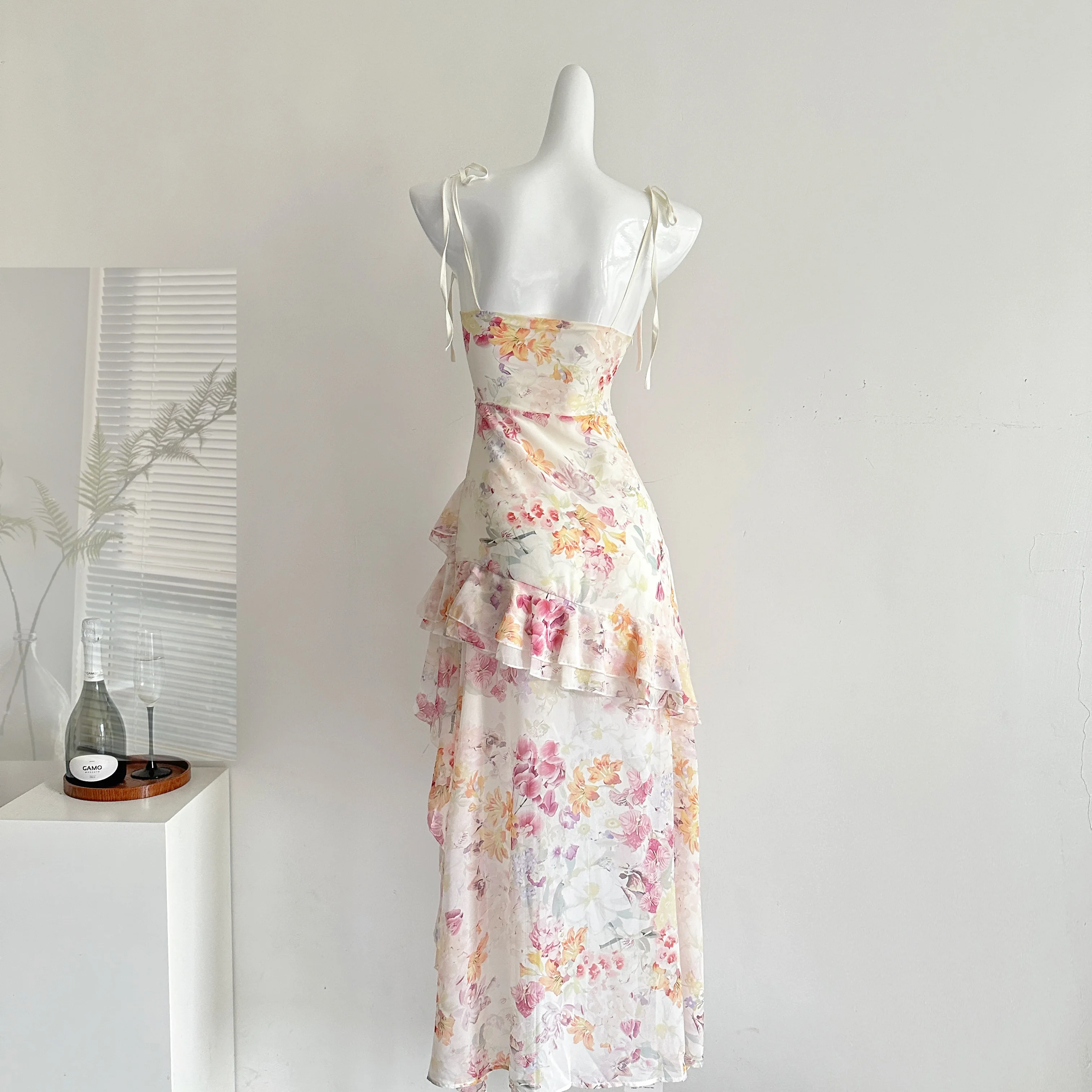 Summer Women Birthday Prom Cami Dress Midi Coquette French