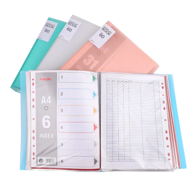 A3 Display Book 40/60 Pages Transparent Insert Folder Document Storage Bag for Bank Campus File Office Workplace Family