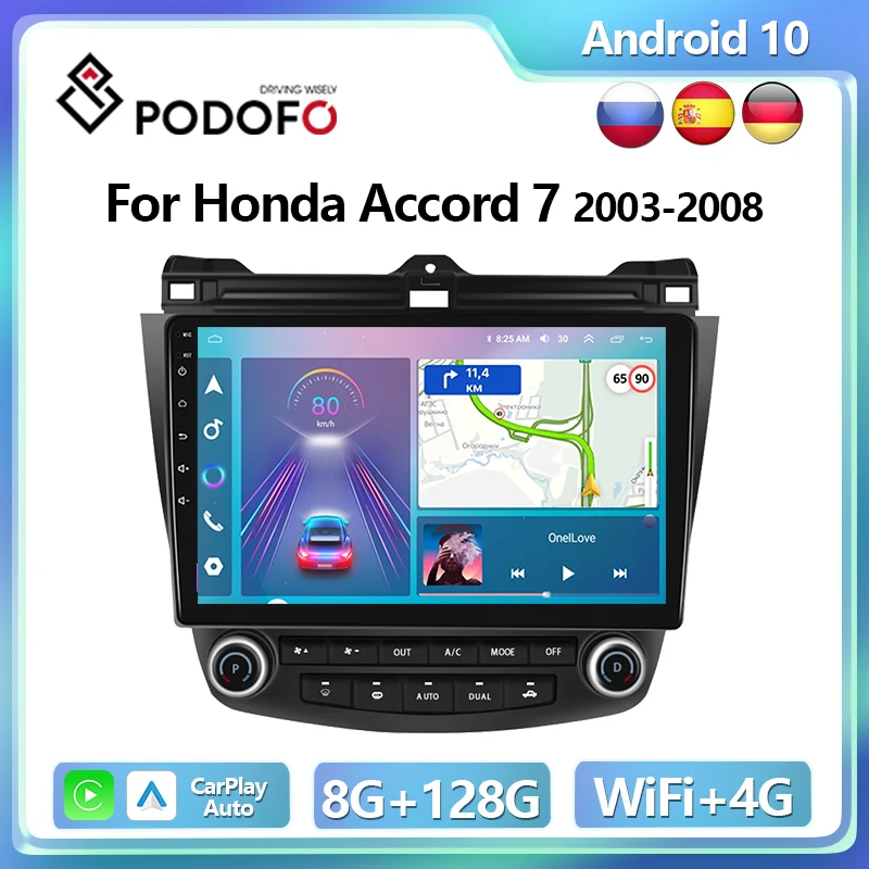 

Podofo 4G CarPlay Android Radio For Honda Accord 7 2003-2008 Car Multimedia Player 2din GPS Stereo Ai Voice Autoradio Head Unit