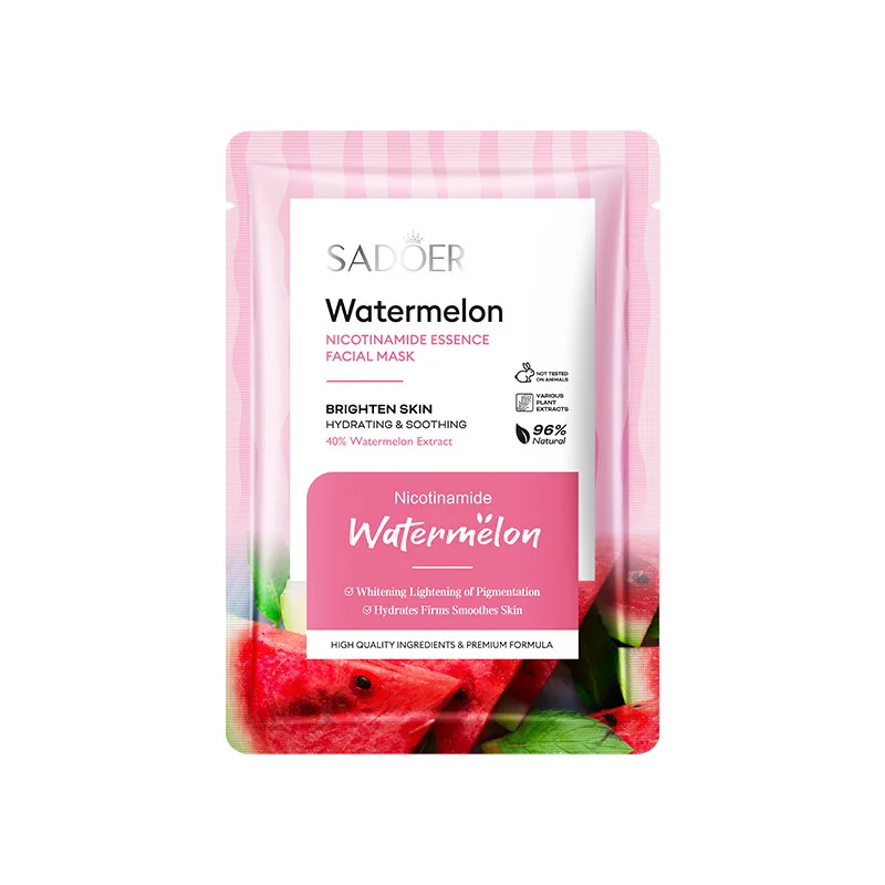 5/10pcs SADOER Watermelon Nicotinamide Facial Masks Face Moisturizing Brightening Hydrating Face Mask Facial Skin Care Products