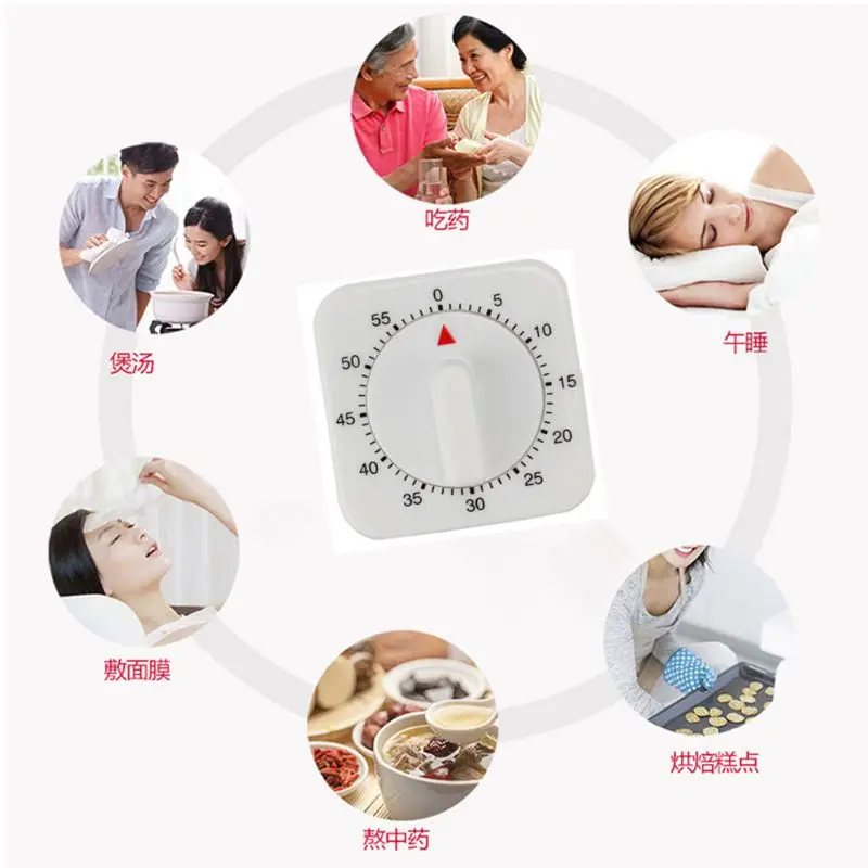 60분 주방 타이머 1시간 시각적 주방 시계 타이머 미니 카운트다운 타이머
