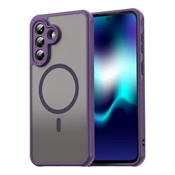 Translucent Frosted Shield Magnetic Phone Case with TPU Frame and Plastic Cover - Galaxy A26 5G (Purple)