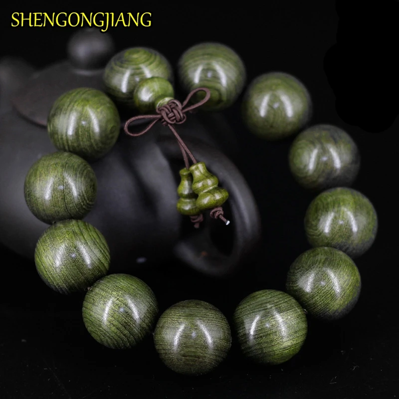 

20mm Natural Jinsi Nanmu Buddhist Beads Bracelets 12 Beads Buddha Meditation Fragrant Men Women Wood Beaded Bracelet Bangles