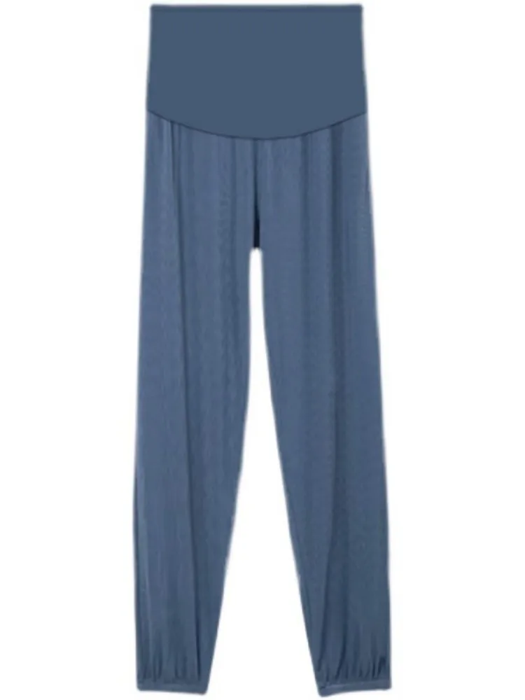 아이스 실크 드로스트링 임산부 바지 여름 얇은 소재 야외 자외선 차단 롱 팬츠 시원한 면 폴리에스터 레저 바지