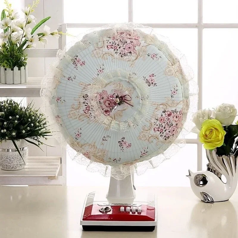 Electric Fan Covers Floral Decorative Table Dust Cover Household Universal Round Floor Anti-pinch Finger Protective Case