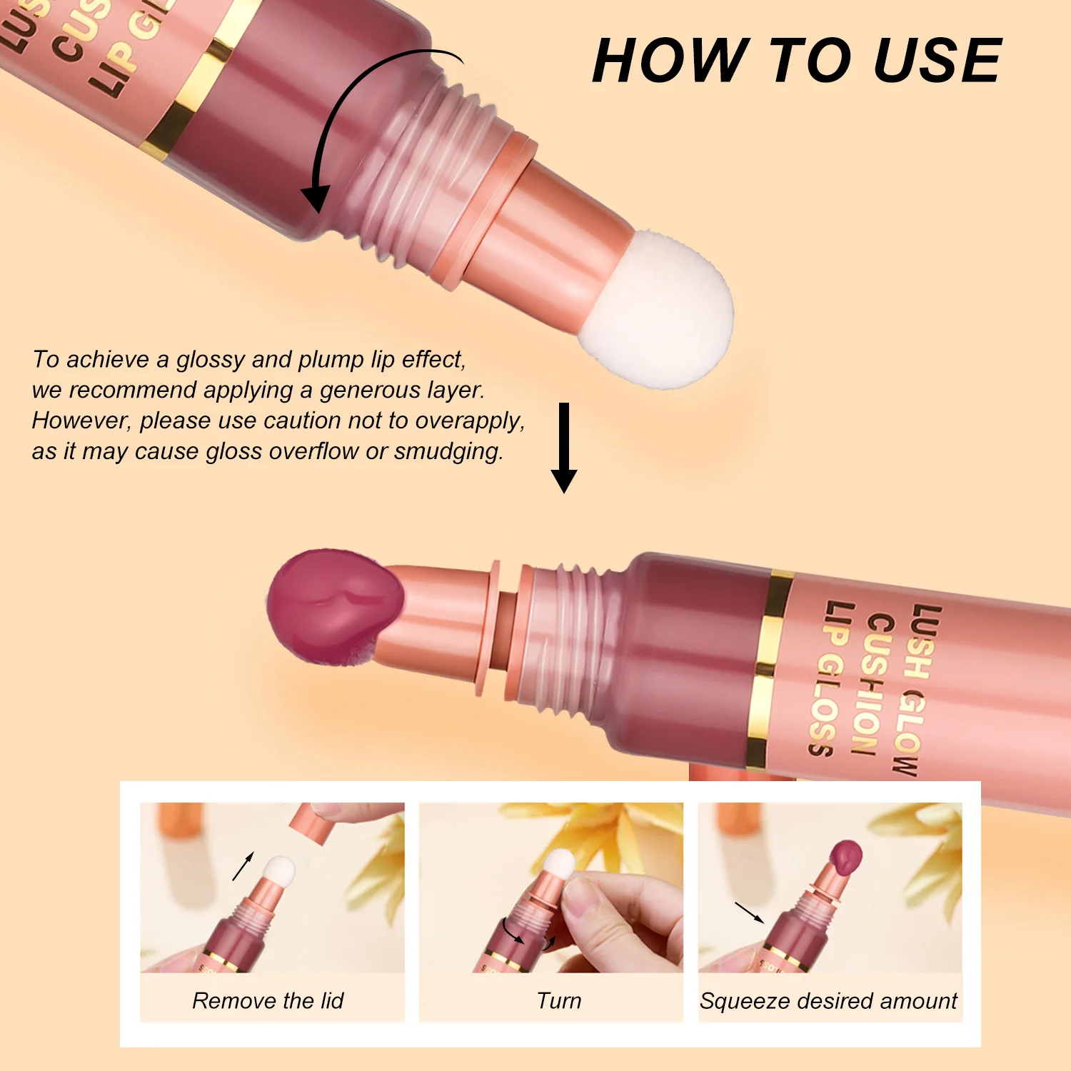6 color Liquid Water Lip Color Plush Brush Head Squeezing Moisturizing Glaze