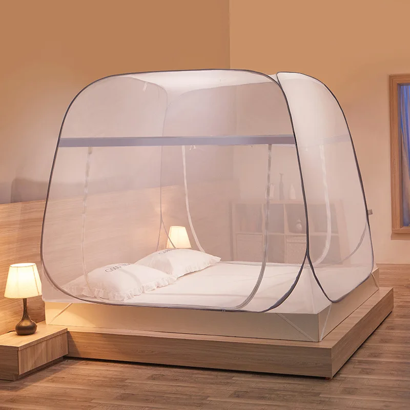 thumbnail image 1 of Mosquiteras plegables de verano, sin instalación, tienda de campaña yurta mongola con cremallera inferior, tienda de redes de malla de alambre de acero integrada, 1 of 5