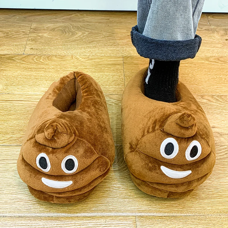 Hot Sale Cartoon Funny Slippers Men Women Home Poop Shoes Winter Warm Soft Slippers Men Cute Indoor Slides Unisex House Slippers