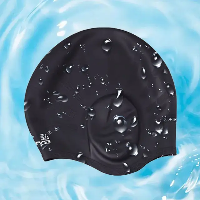 Professional silicone swimming cap equipment for men and women, large waterproof, with long hair and ear protectors 4